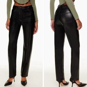 Aritzia Wilfred Vegan Faux Leather High Waist Straight Leg Pants Size 8